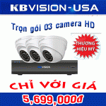 Trọn bộ 03 camera KBvision Hàng cao cấp USA